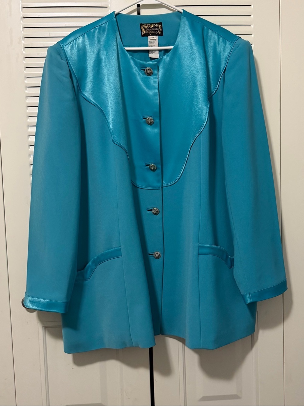 Vintage Champagne Italy Women Formal Jacket Turquoise Size 24